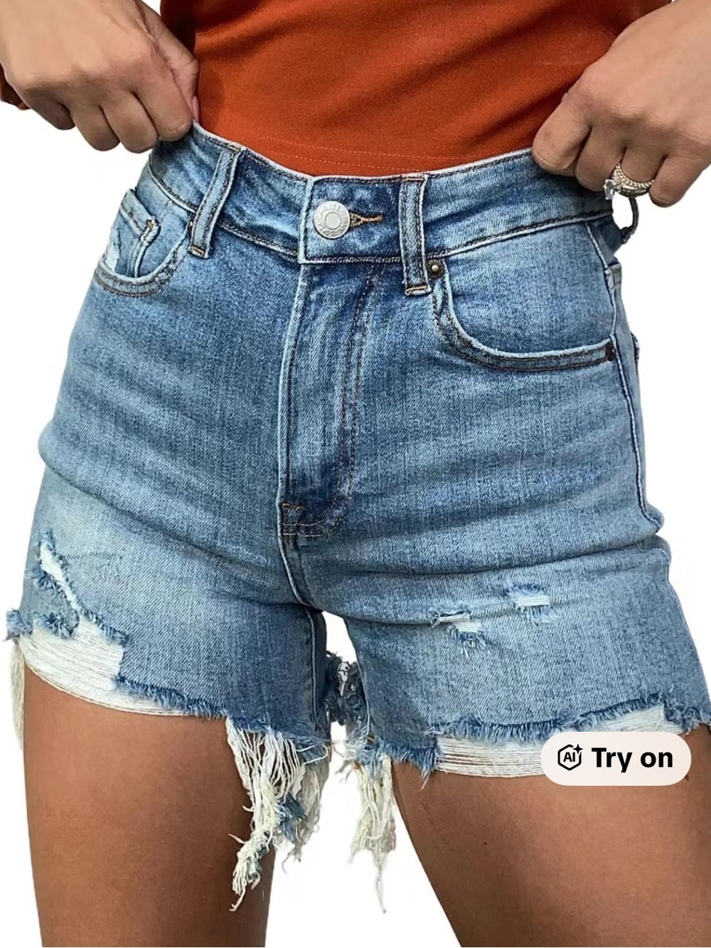 RISEN “the Lyndsey’s” distressed DENIM JEAN SHORTS